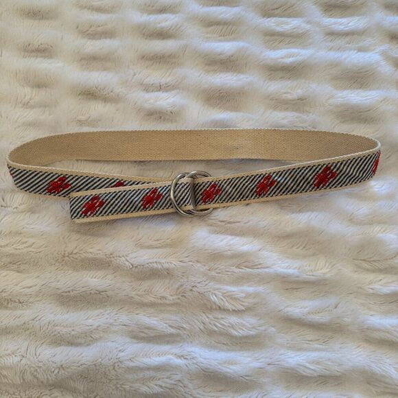 J.Crew Blue and White Striped Lobster Ribbon Belt - Picture 1 of 4